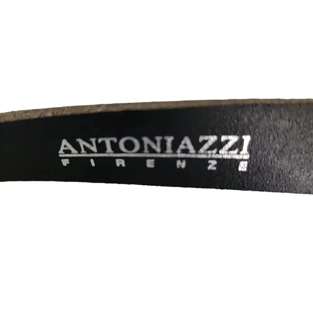 Antoniazzi Firenze Leather Belt Black Silver Women Size XL Italian Designer